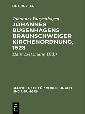 cover image of Johannes Bugenhagens Braunschweiger Kirchenordnung, 1528